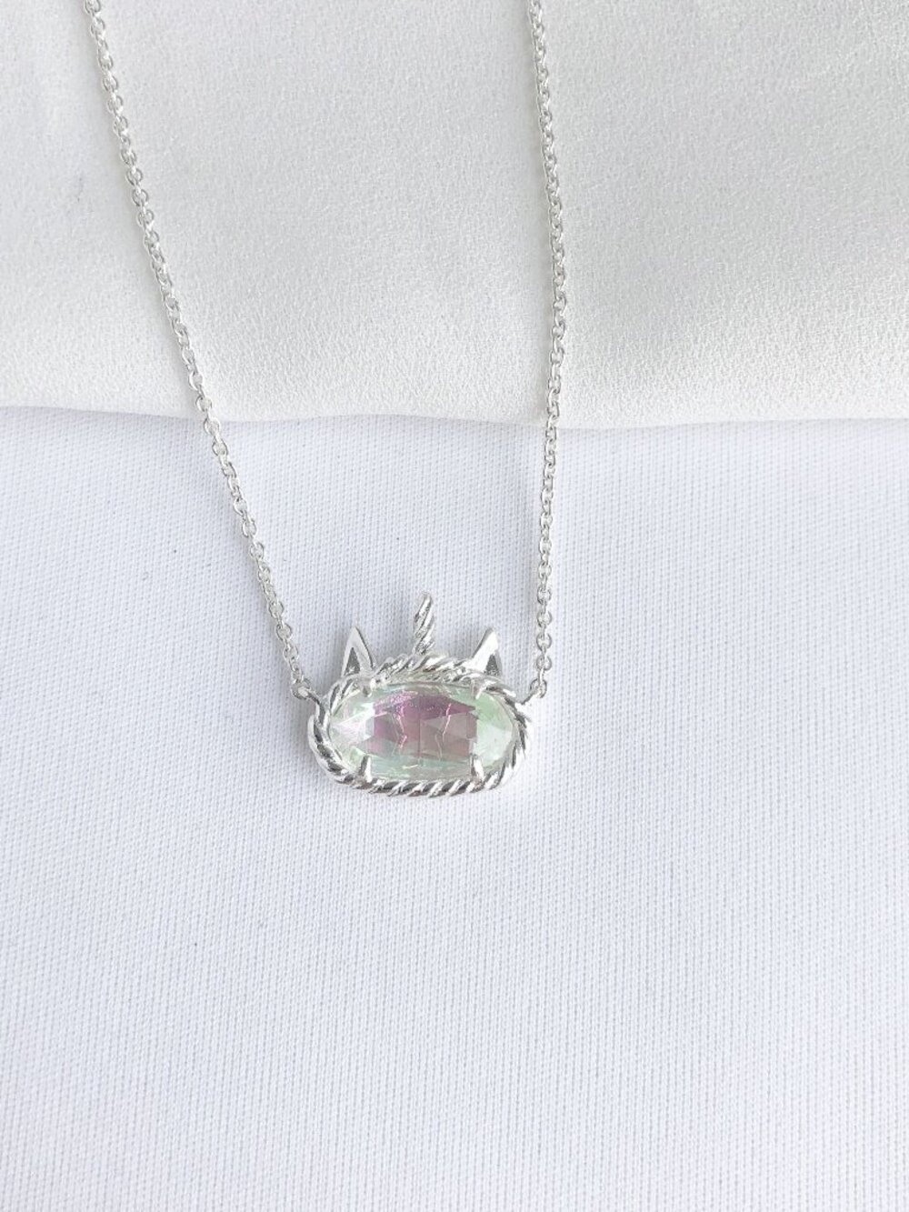 Kendra Scott Elisa Unicorn Dichroic Glass Bright Silver Short Necklace | NEW